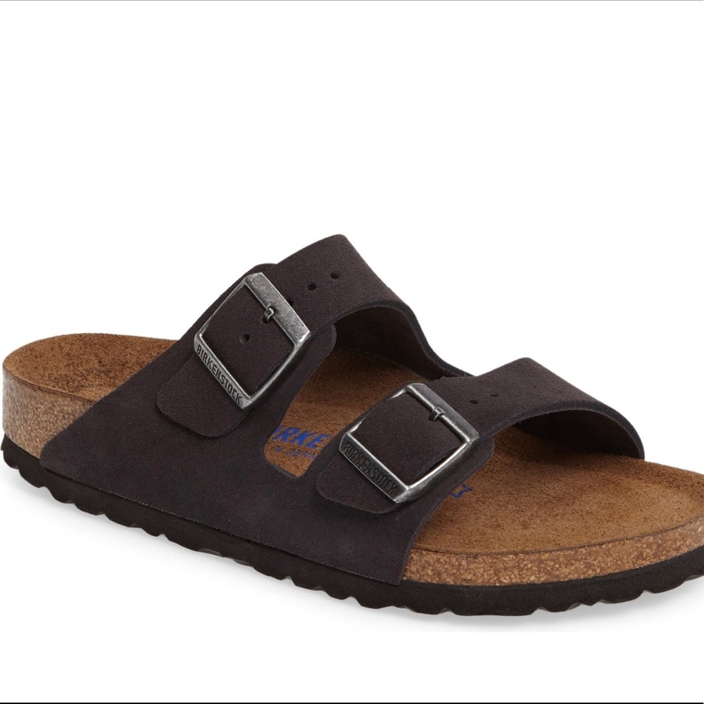 velvet grey suede arizona birkenstock’s.